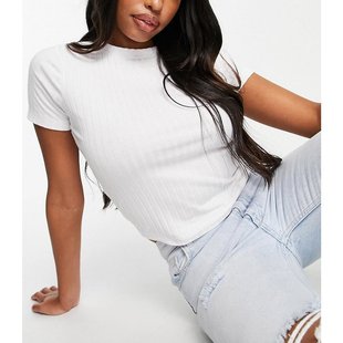 Fuller 女士 设计胸部修身 罗纹T恤 潮奢 白色 ASOS