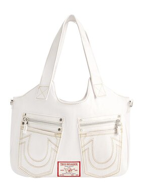 【美国奥莱】直发 True Religion 马蹄形缝线深海军蓝挎包 - 白色