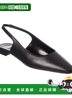 自营 Manolo Blahnik Sawra 皮革露跟平底鞋 - 黑色 美国奥莱直发
