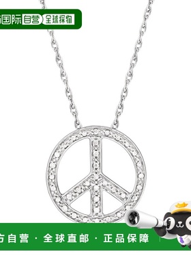 自营Ross-Simons Diamond Peace Sign Pendant Necklace in Sterl