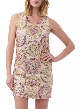 Trina Turk|Glitterati 亮片直筒迷你连衣裙