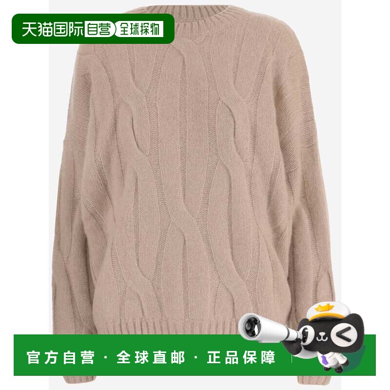 自营allude米色针织羊绒丝质圆领毛衣-中性色 美国奥莱直发