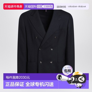 蓝色格纹双排扣夹克 男士 G560E3381 香港直邮Santaniello 1h可退