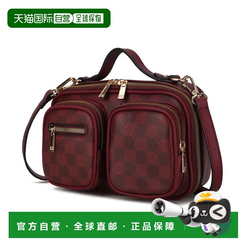 自营mia k collectionJolene 多口袋斜挎包 - 酒红色 美国奥莱直