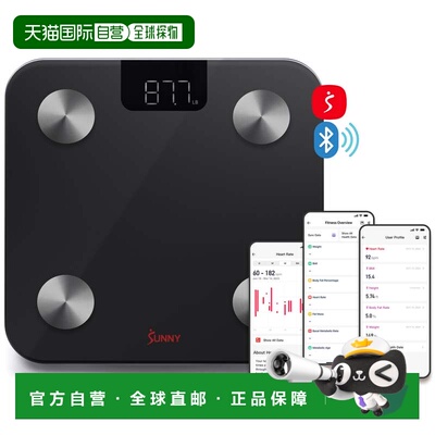 自营sunny health & fitness智能身体成分体重秤-黑色 美国奥莱直
