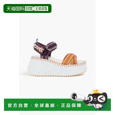 1h可退 香港直邮Chloe 蔻依 女士 Nama 刺绣绒面革防水台凉鞋 CHC