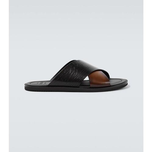Berluti 伯尔鲁帝 男士 Sifnos Scritto 皮质凉拖 004119