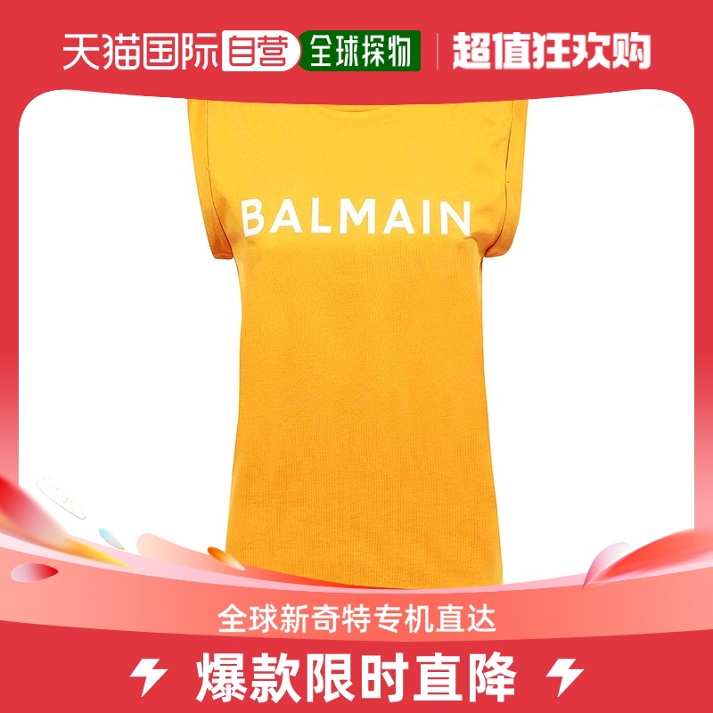 香港直邮Balmain巴尔曼女士T恤黄色无袖圆领AF1ED000BB02-KBJ