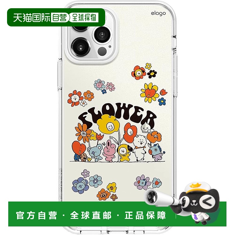 【日本直邮】elago iPhone12 Pro /12 BT21 透明耐冲击壳 FLOWER