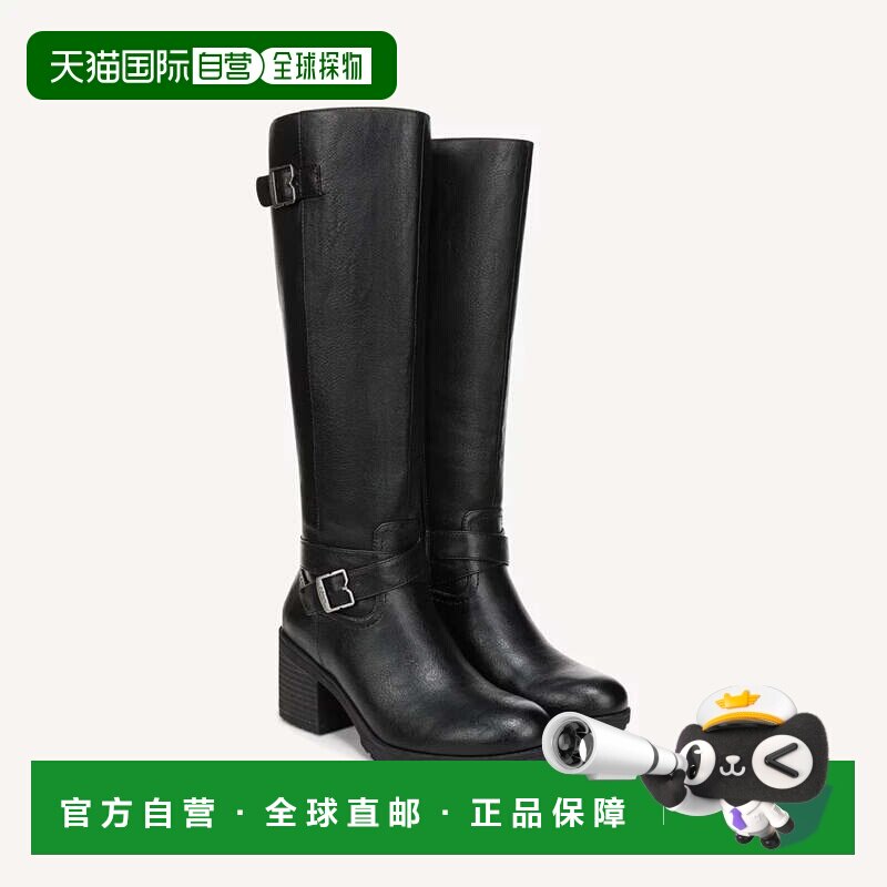 自营Women's Dr. Scholl's Prairie Boots Black Leather Block H图片