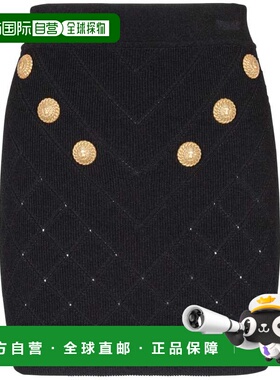 香港直邮BALMAIN 女士半身裙 CF1LB004KF530PA AW2024 黑色包臀裙