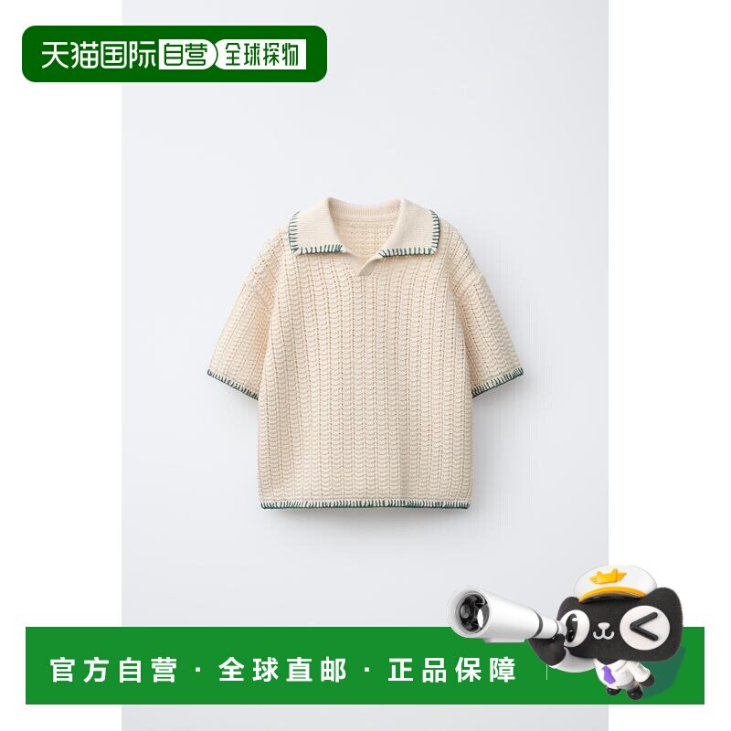 日本直邮Zara史迪奇细节polo衫短袖针织