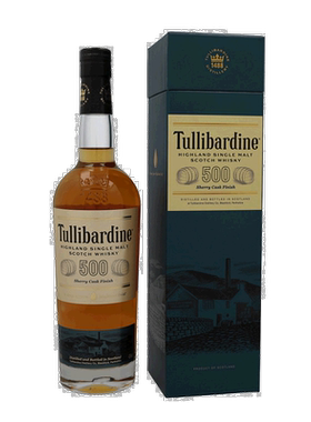 欧洲直邮Tullibardine图里巴丁500雪莉桶收尾高地威士忌700ml 43%