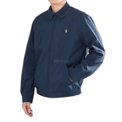 韩国直邮Polo Ralphlauren夹克男女同款海军蓝色拉链外翻领短款