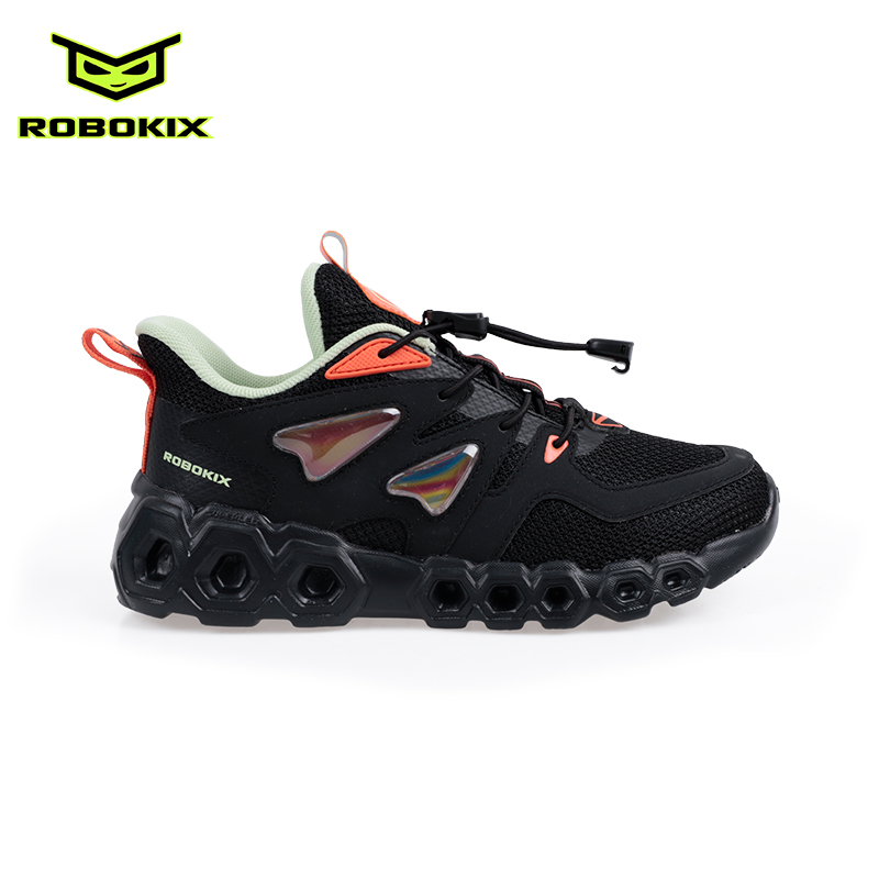 ROBOKIX春秋季新款儿童休闲鞋轻盈减震防滑透气网布闪灯小白鞋