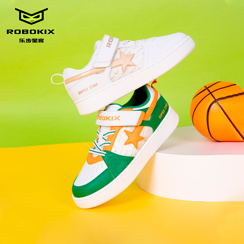ROBOKIX春季新款儿童板鞋超纤鞋面好打理防滑橡胶底防撞鞋头