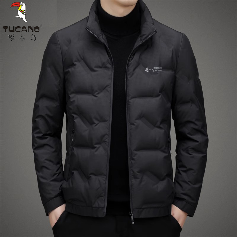 啄木鸟男士羽绒服新款轻薄中青年短款立领保暖白鸭绒冬装外套潮流