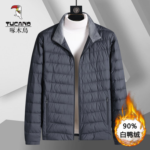 啄木鸟轻薄羽绒服男立领