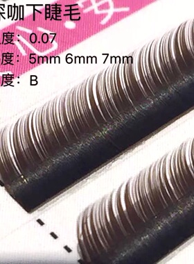 0.07混装深咖色下睫毛嫁接 水貂绒自然仿真无感 哑光棕5mm-7mmB翘