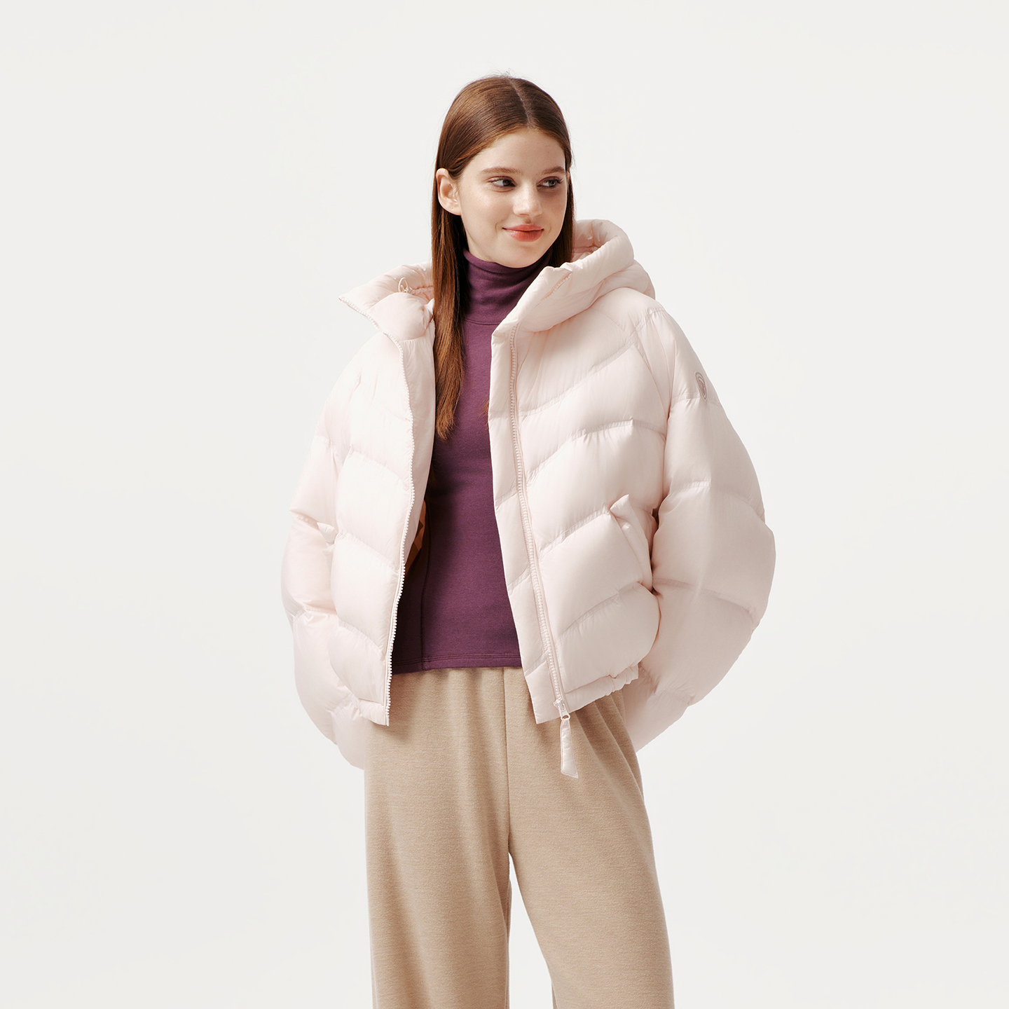 坦博尔短款羽绒服女2025冬季新款连帽保暖面包服外套女TB5530388A