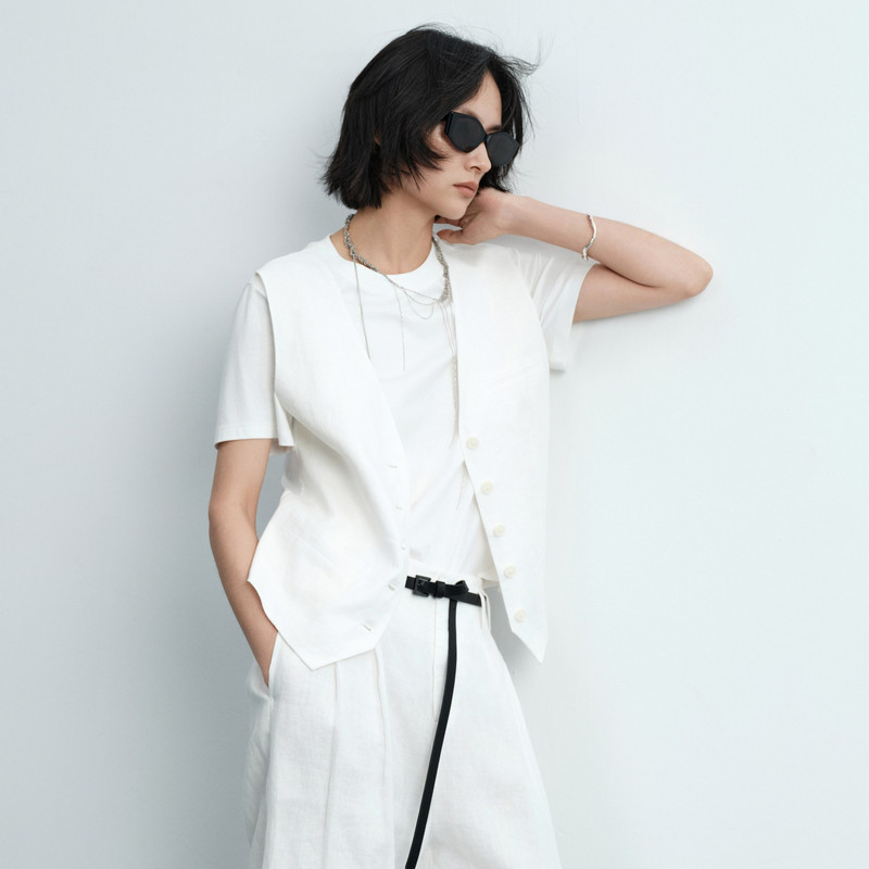 uti尤缇2026夏季新款白色棉感假两件短袖T恤女套头衫UL220100251