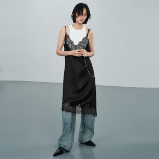 配背心连衣裙女不规则裙UL220405090 黑色无袖 uti尤缇2026夏季 新款