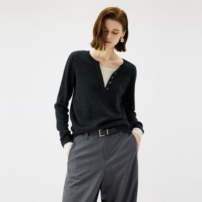 uti尤缇2025秋季新款 深灰色假两件休闲套头针织衫女UL3D1185983