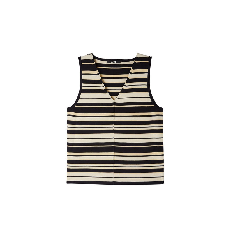 uti尤缇2026春季新款 条纹针织V领背心女休闲无袖内搭UL151131999