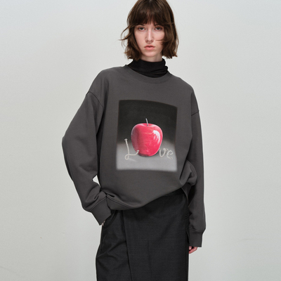 uti尤缇2026春季新款 深灰色长袖休闲卫衣女落肩上衣UL110102083