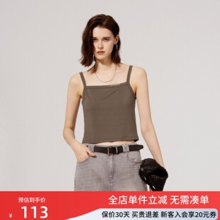 uti尤缇2025秋季新款 深咖色短款修身吊带女背心上衣UK312570272