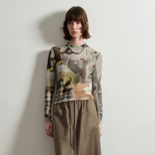 uti尤缇2026春季新款 网纱微透皮肤衣女修身打底上衣UL140110006