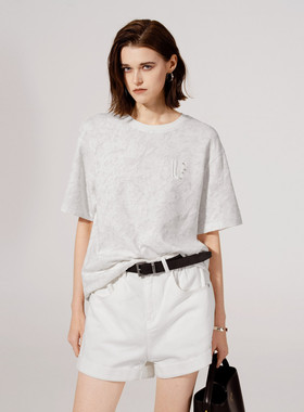 uti尤缇2025夏季新款 宽松休闲白色短袖T恤女圆领上衣UL2D0190951