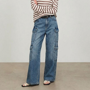 uti尤缇2026春季新款 工装风口袋宽松休闲牛仔长裤女UL151222119