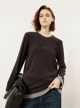 uti尤缇2025冬季新款 亲肤百搭长袖圆领T恤女休闲上衣UL4D0191583