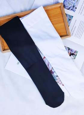 日系JK中筒袜子 天鹅绒小腿袜棉质黑色显瘦长筒大腿袜女士薄款
