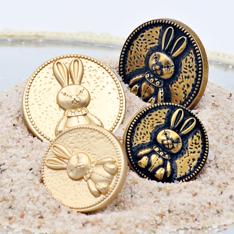 可爱兔子金属纽扣小香风圆形扣子羊毛外套大衣衬衫包袋钮扣装饰件