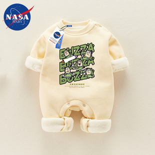 冬季玩具总动员巴斯光年婴儿服加绒加厚保暖爬爬服宝宝连体衣长袖