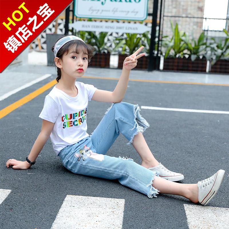 儿r童牛仔裤女2019新款夏季5女童宽松九分裤8韩版休闲短裤潮610岁|msdalam kategori Butik wanita / wanita, seluar jeans - dari Buy2taobao.com untuk memberikan perkhidmatan ejen Taobao profesional membeli