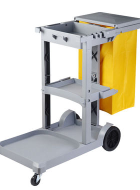 白云清洁BY-AF08170A多功能清洁杂物车清洁手推车灰色带盖