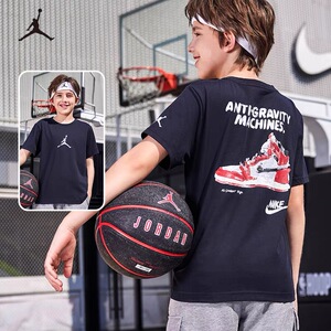 JORDAN儿童2025夏季新款男童T恤大童透气圆领短袖JD2332083GS-001