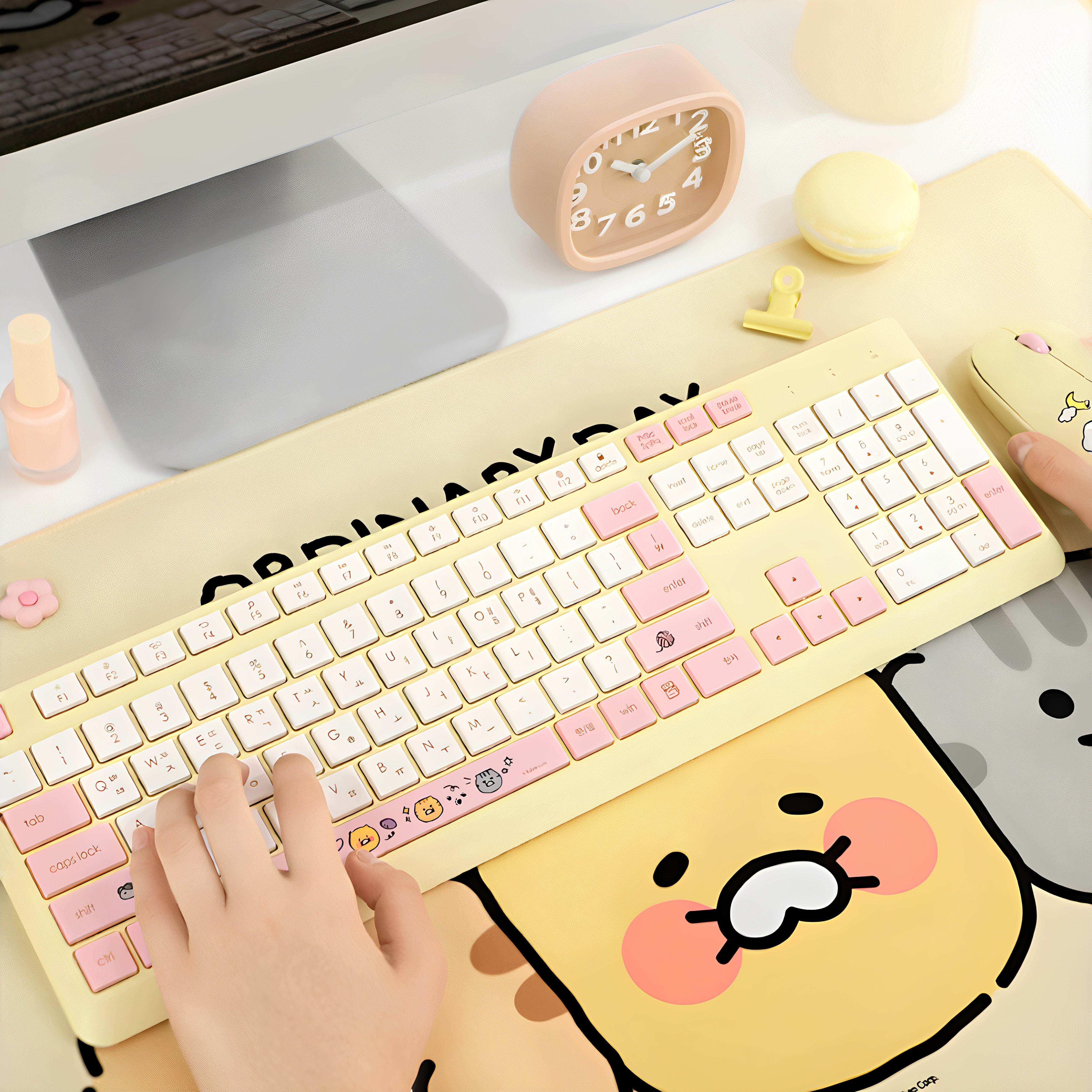 韩国正品KAKAO FRIENDS春值小熊无线键盘鼠标套装办公学习静音款