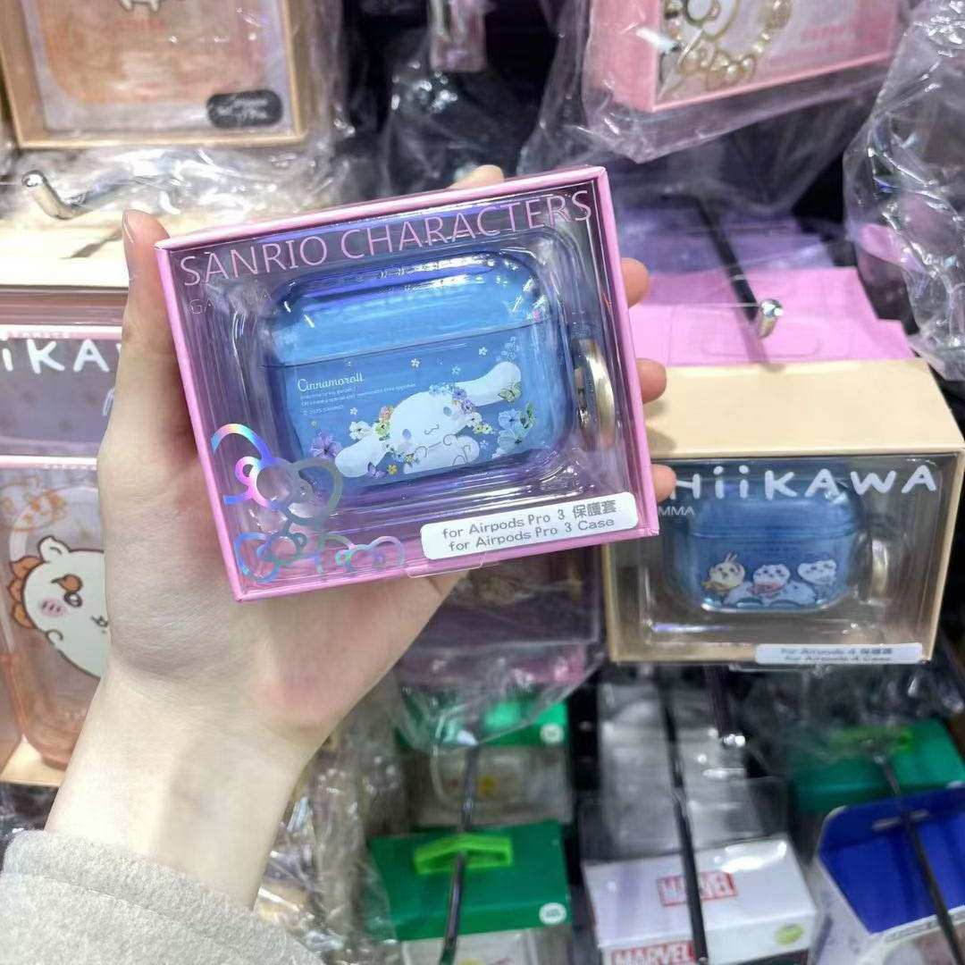 新款正版三丽鸥凯蒂猫库洛米美乐蒂适用苹果Airpods pro3代卡通保护套耳机盒帕恰狗双子星透明壳带挂钩壳潮女