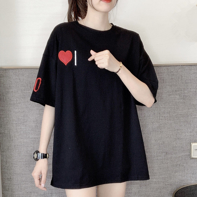 大码女装2023新款胖妹妹刺绣上衣女夏季胖人宽松显瘦纯棉短袖t恤