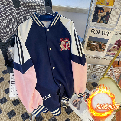 秋冬季棒球服外套女加厚加绒卫衣