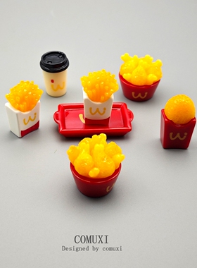 微缩写实薯条炸鸡桶树脂摆件