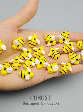 微景观小摆件 迷你卡通蜜蜂动物模型 树脂冰箱贴片 桌面饰品 玩偶