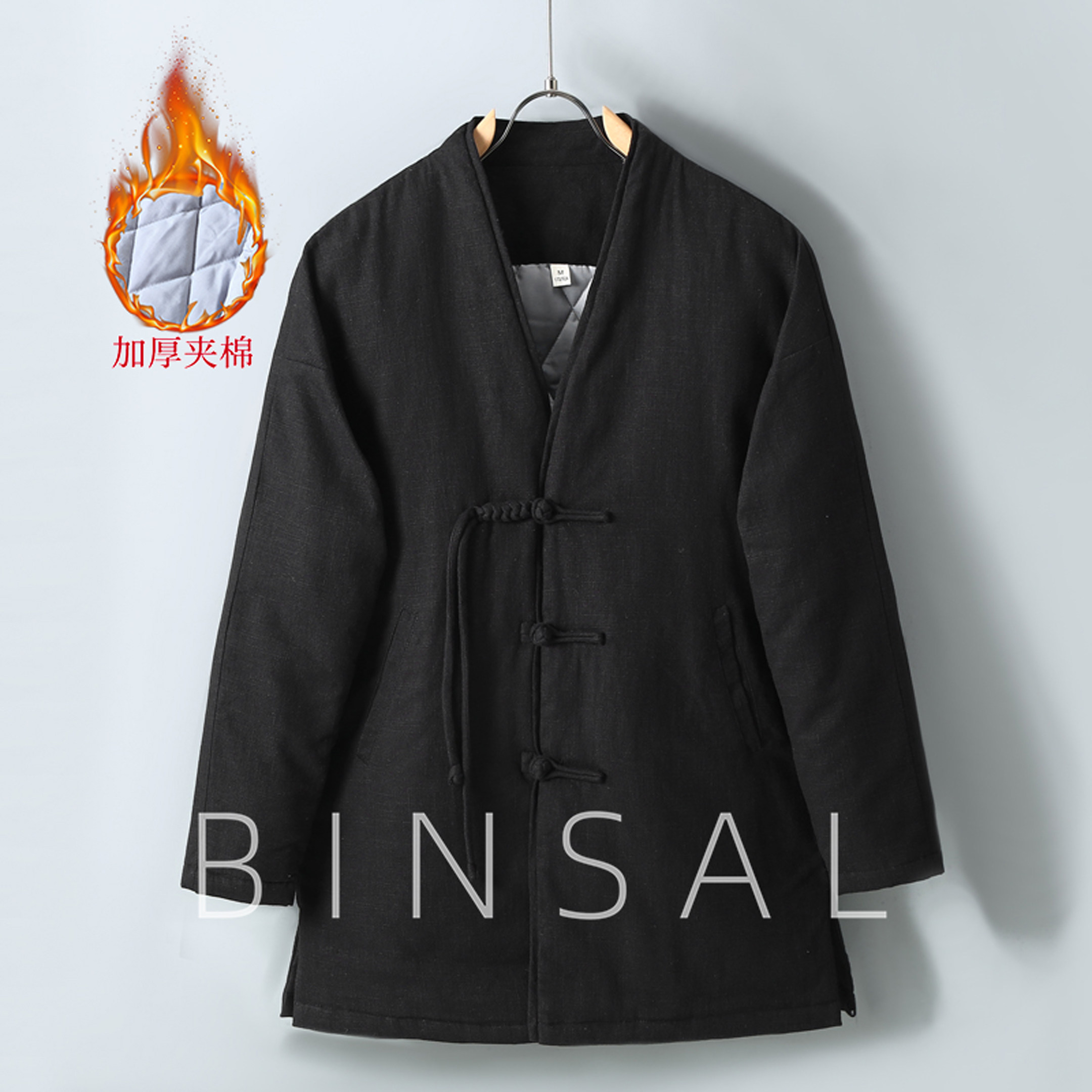 中国风棉麻原创盘扣唐装棉服加棉加厚保暖外套新中式袄子棉衣男装