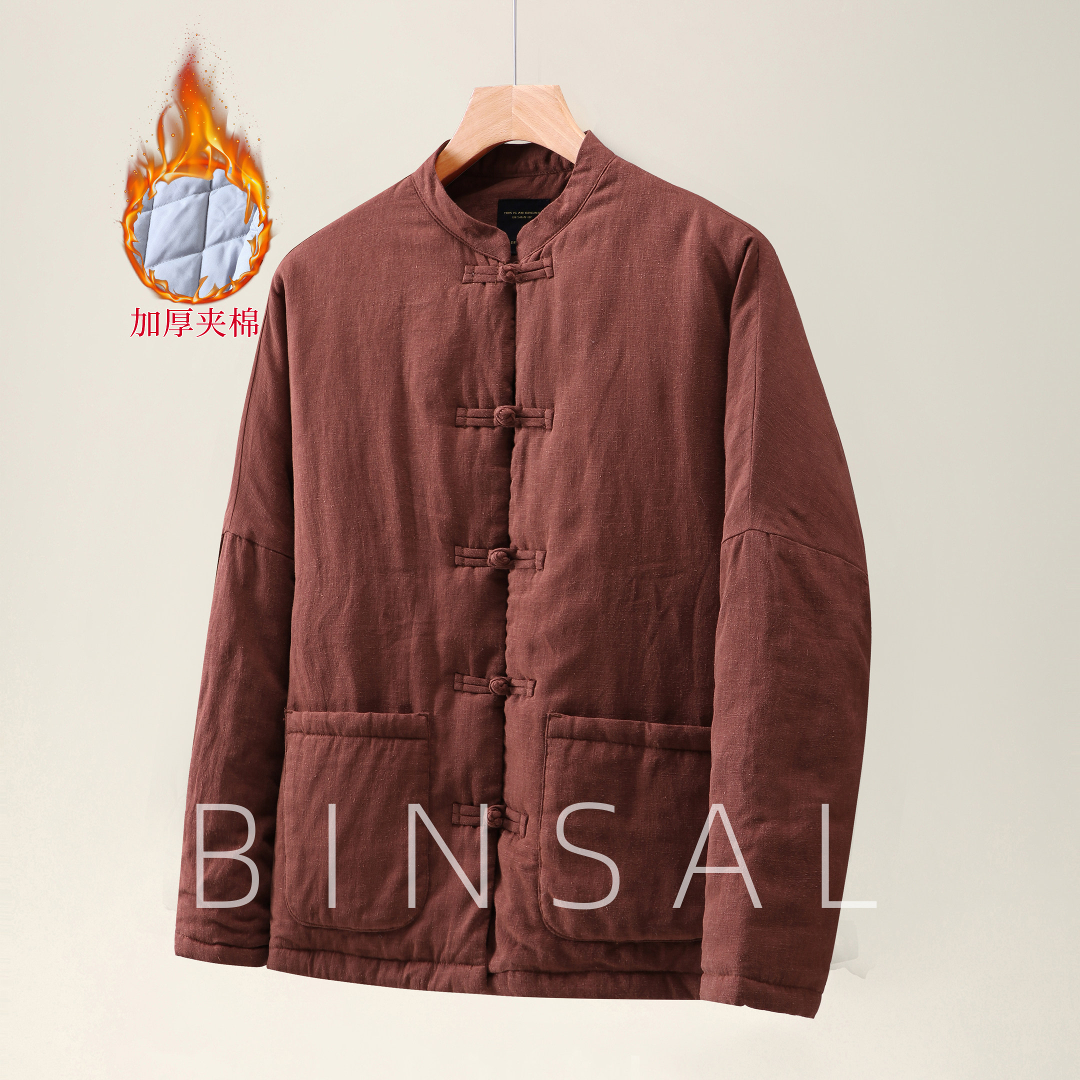 新中式国风盘扣立领暖若羽绒棉服加棉加厚保暖蝙蝠袖棉衣袄子外套