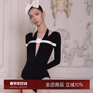 Danzbaby芭蕾体服女成人黑色挂脖体服芭蕾表演服空中瑜伽体服B269
