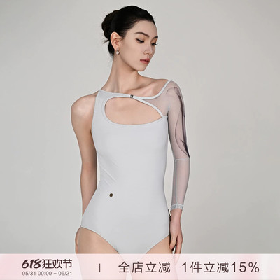 danzbaby芭蕾舞服成人女舞蹈服瑜伽不规则印花网单袖练功体服B409